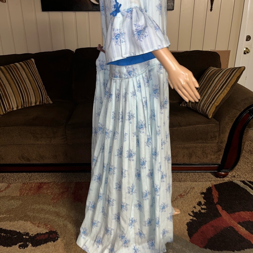Katerina Originals ~ 2 X-Large ~ Vintage (70’s) ~ Blue Floral ~ Boho Maxi Dress - Picture 12 of 16
